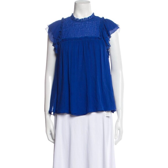 Ulla Johnson Ulla Johnson Silk Mock Neck Blouse Size 8 - Picture 1 of 5